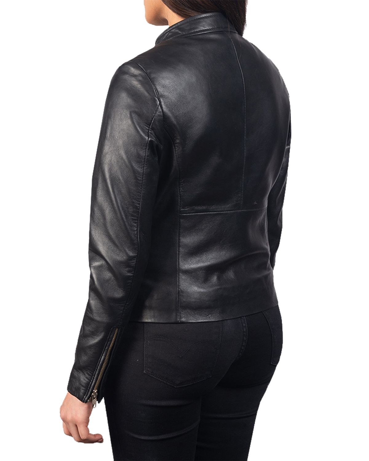 Womens Plain Biker Leather Jacket