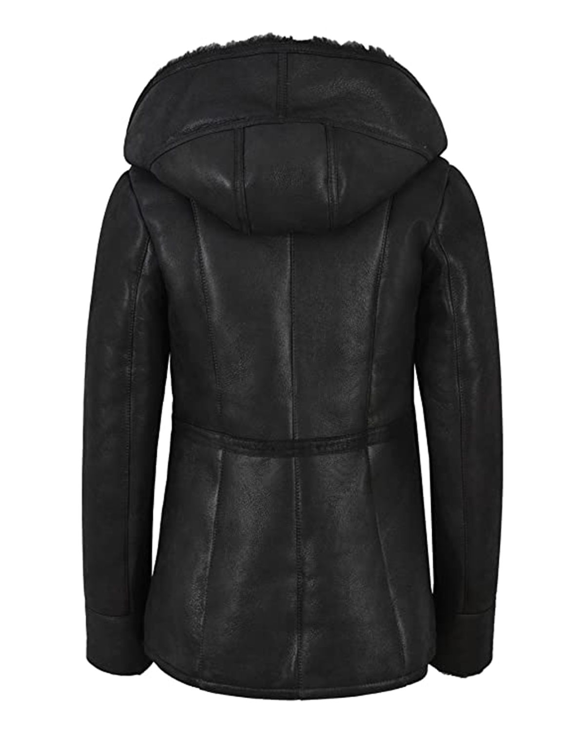 Womens Hooded Fur Shearling Long Jacket