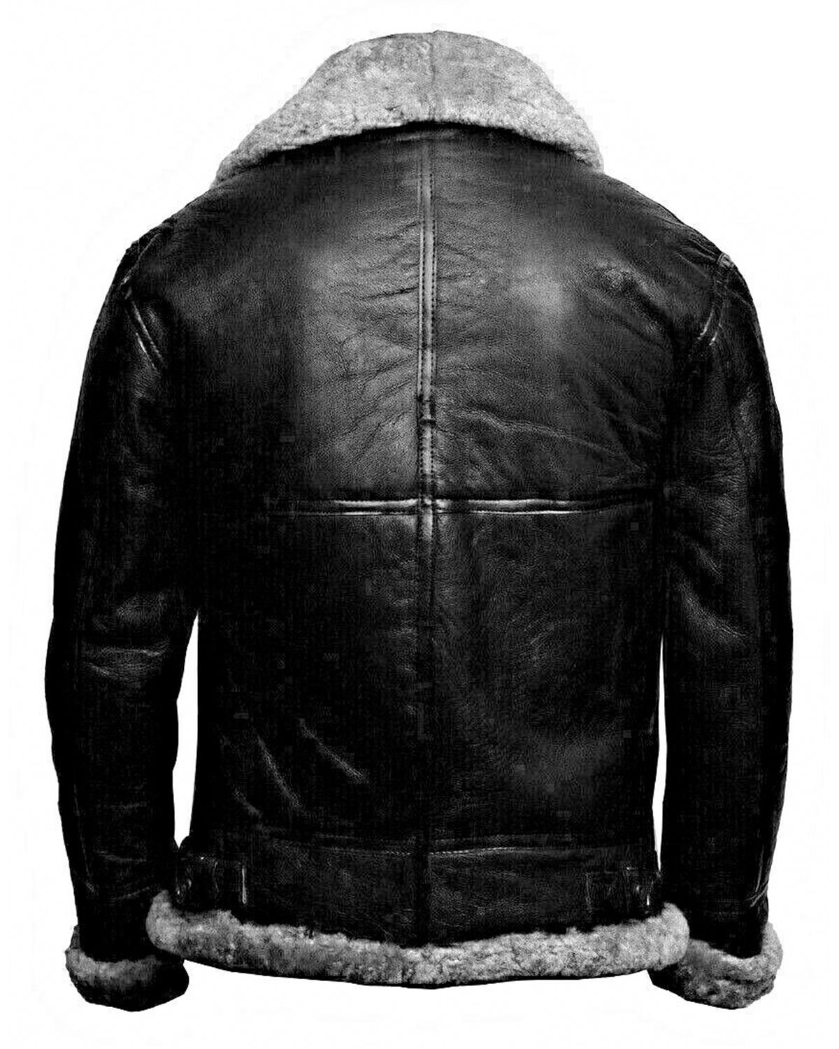 Mens Grey RAF Aviator Pilot Flying B3 Bomber Real Leather Jacket