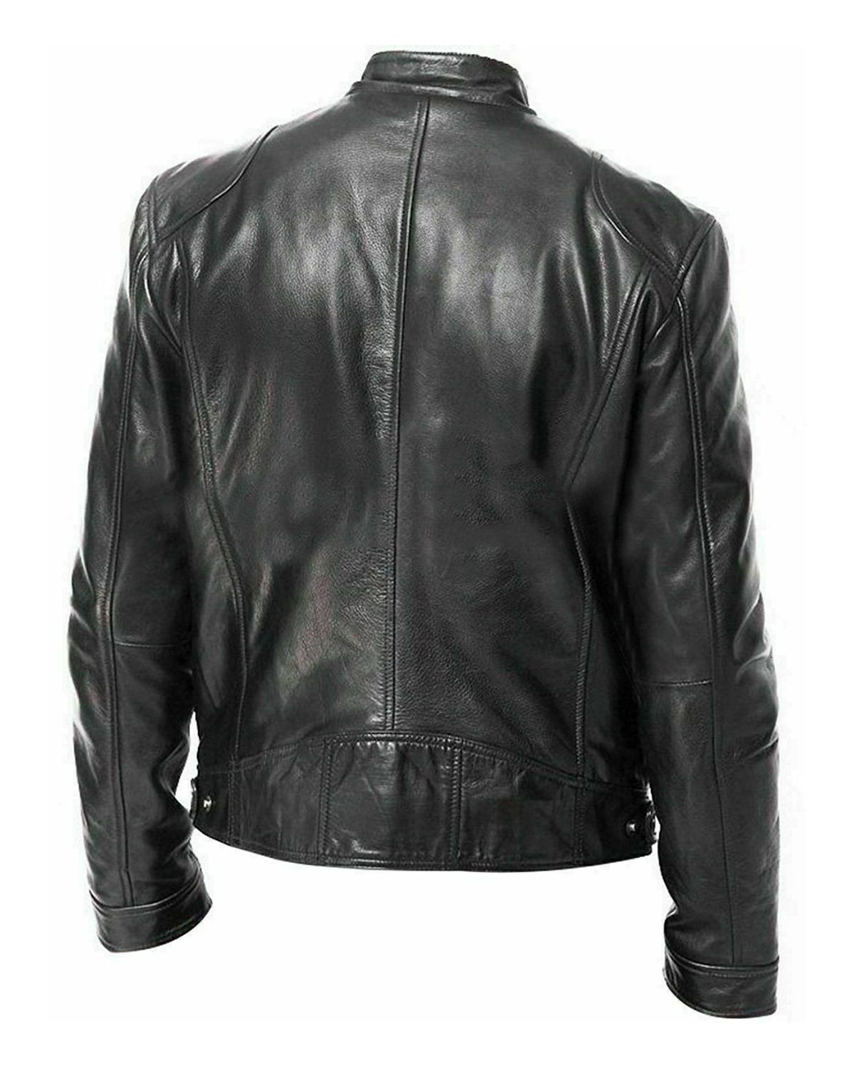 Mens Sword Cafe Racer Biker Real Sheepskin Leather Jacket