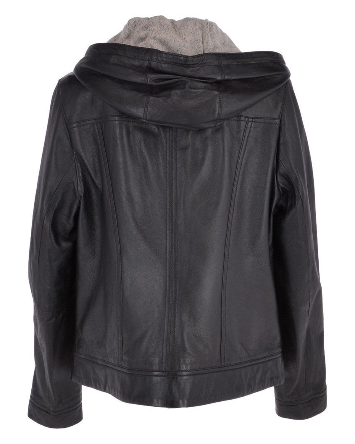 Womens Two-In-One Leather Hooded Jacket