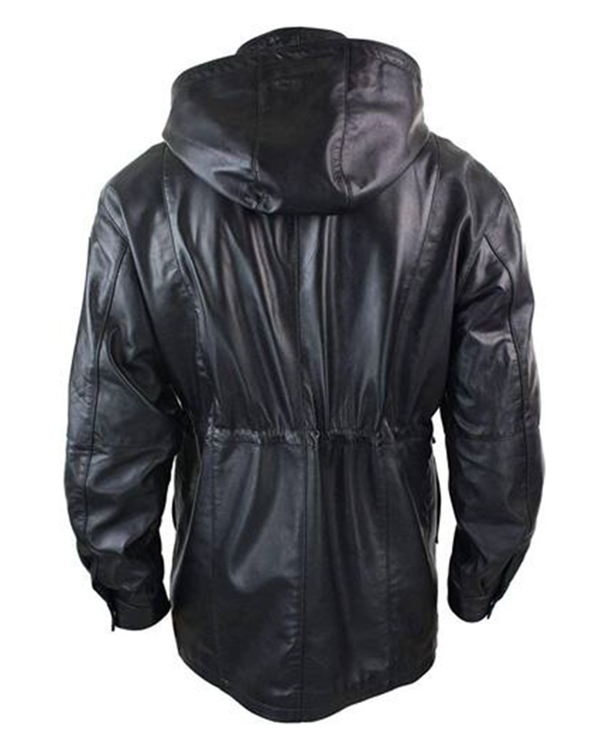 Mens Detachable Hooded 3/4 Long Black Duffle Coat