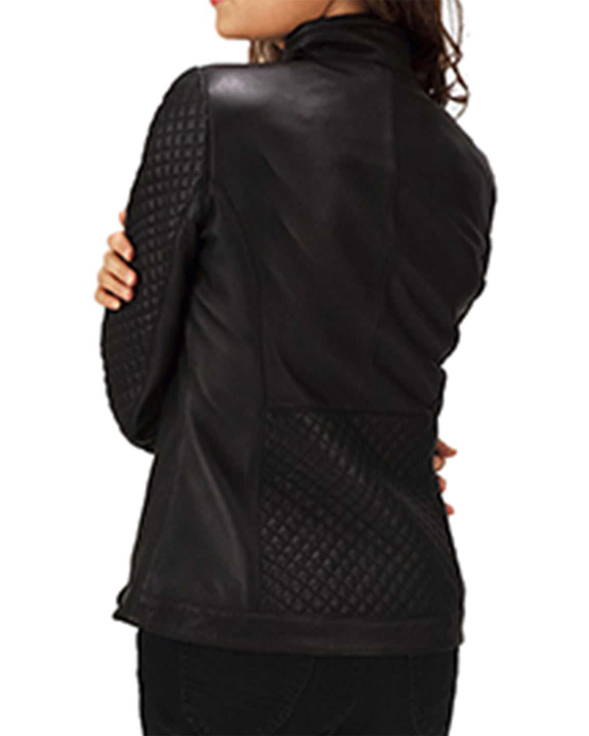Womens Quilted Black Leather Jacket