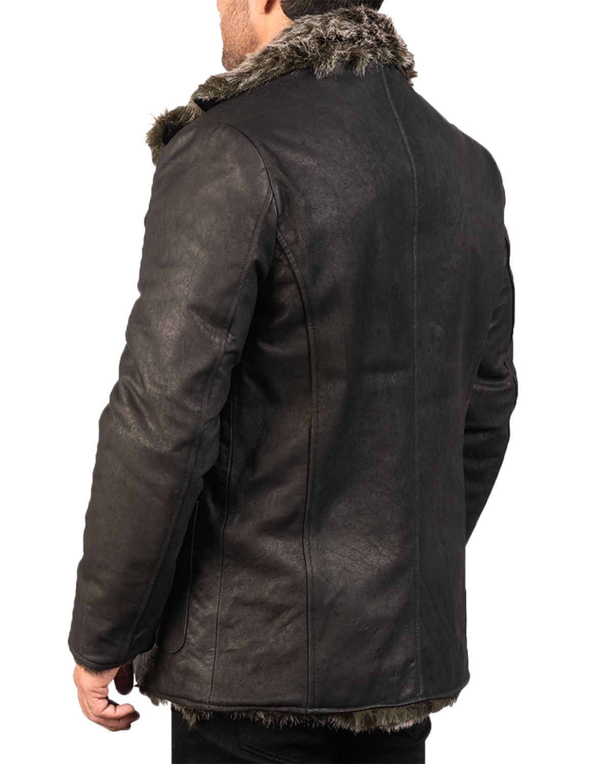 Mens Furlong Black Leather Coat