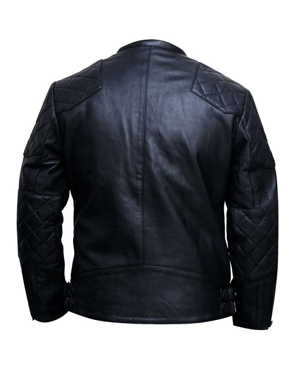 Mens Quilted Black Leather Jacket