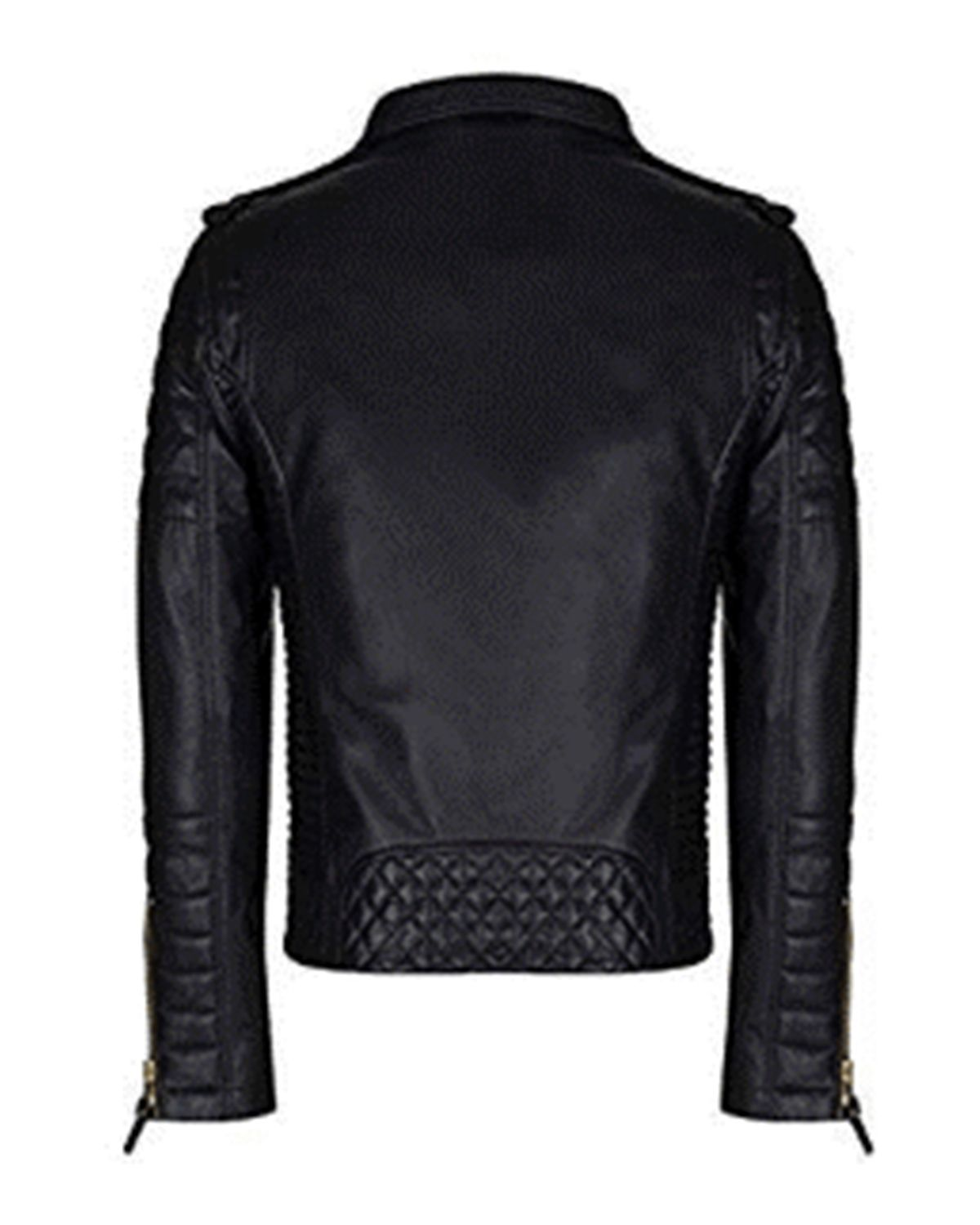 Mens Quilted Black Biker Jacket