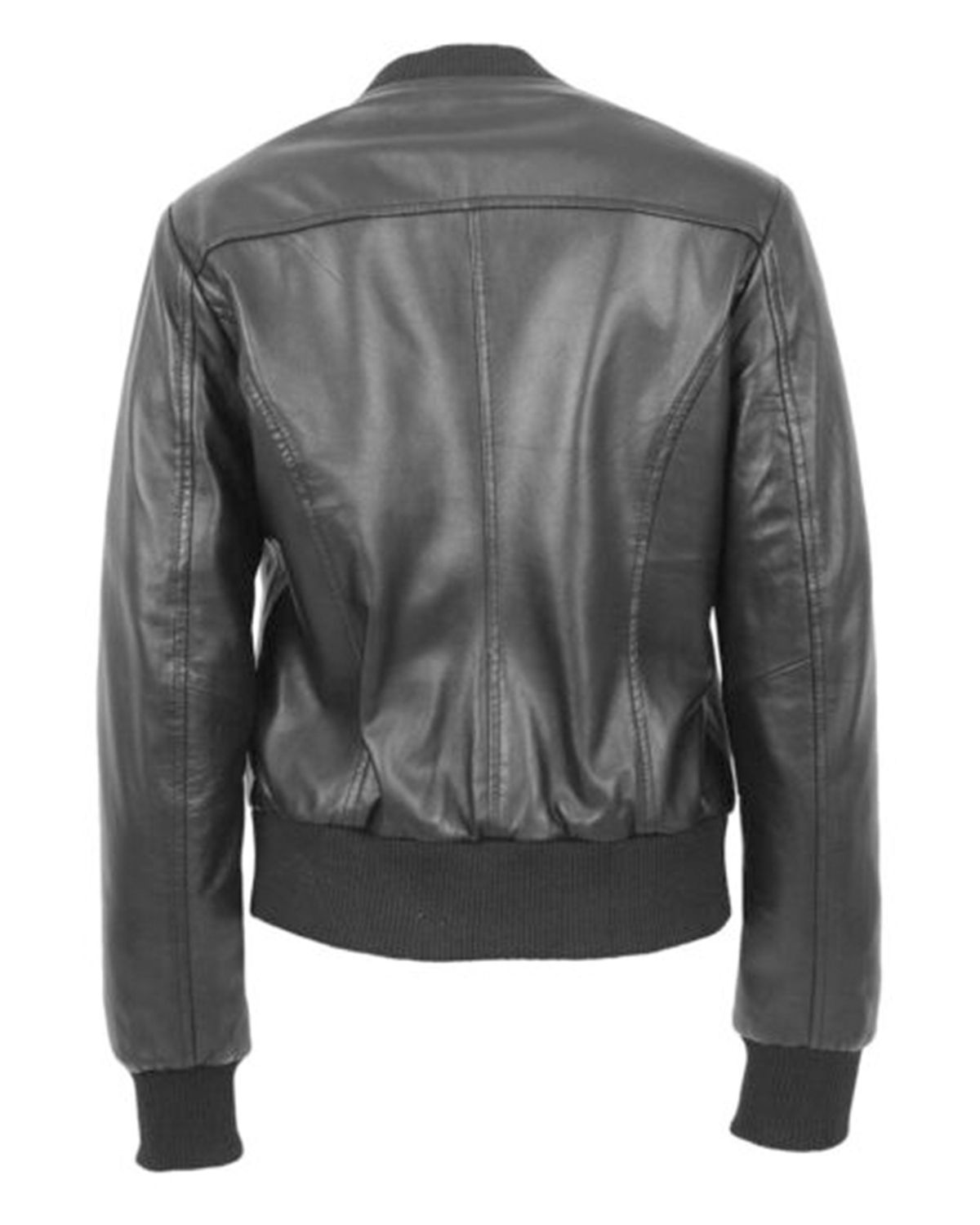 Womens Stylish Black Bomber Leather Jacket