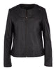 Womens Stylish Collarless Genuine Sheepskin Leather Jacket