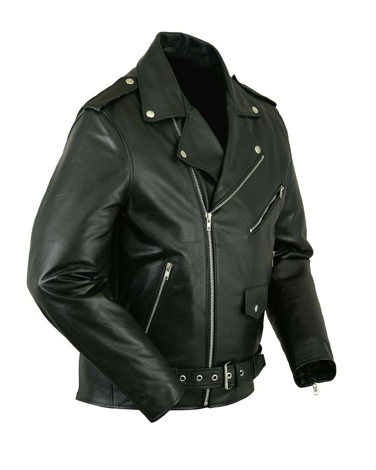 Mens Black Brando Biker Jacket