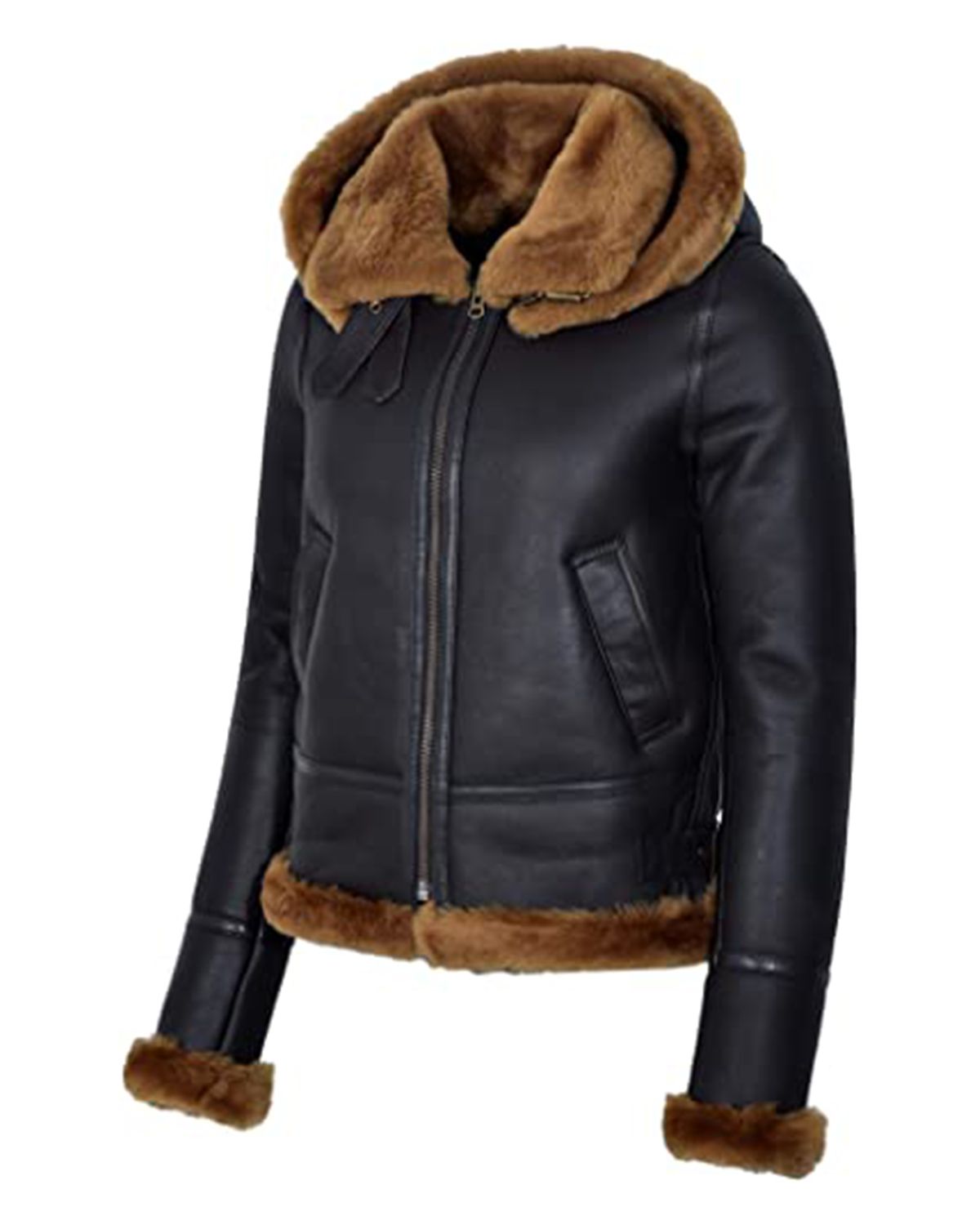 Womens Black Hooded B3 Flying Jacket