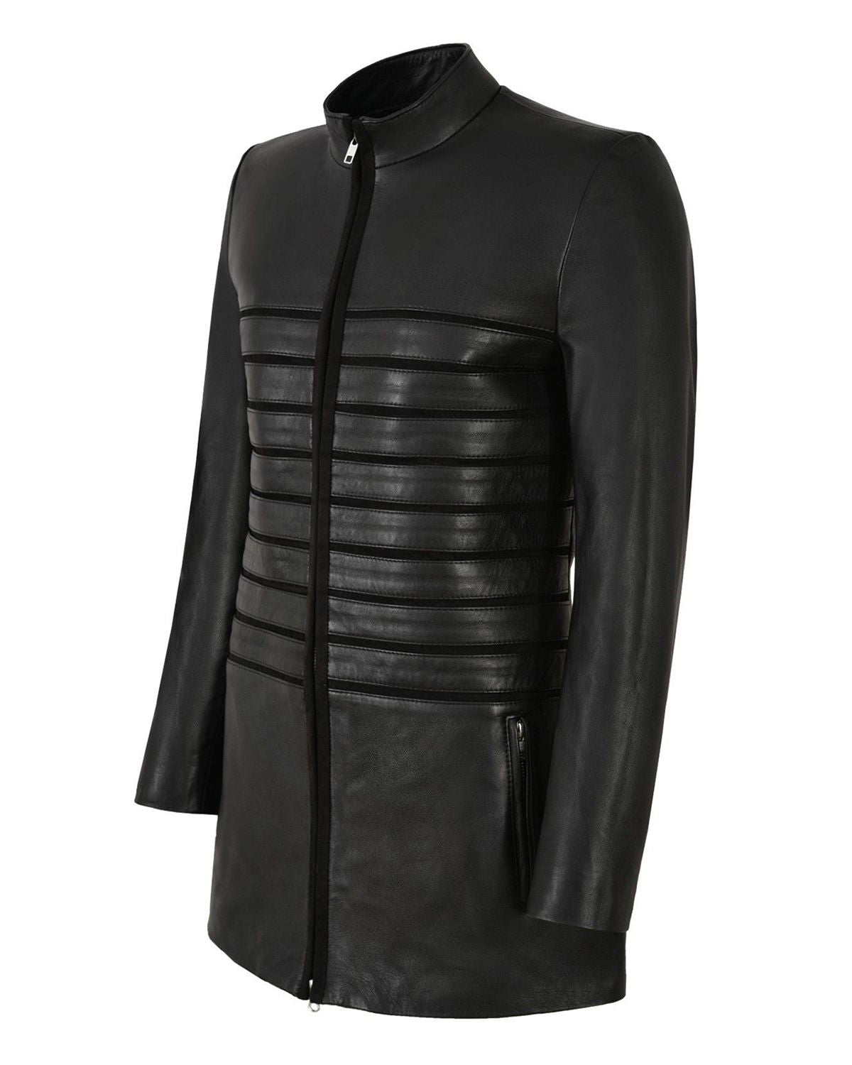 Womens 3/4 Black Real Leather Jacket