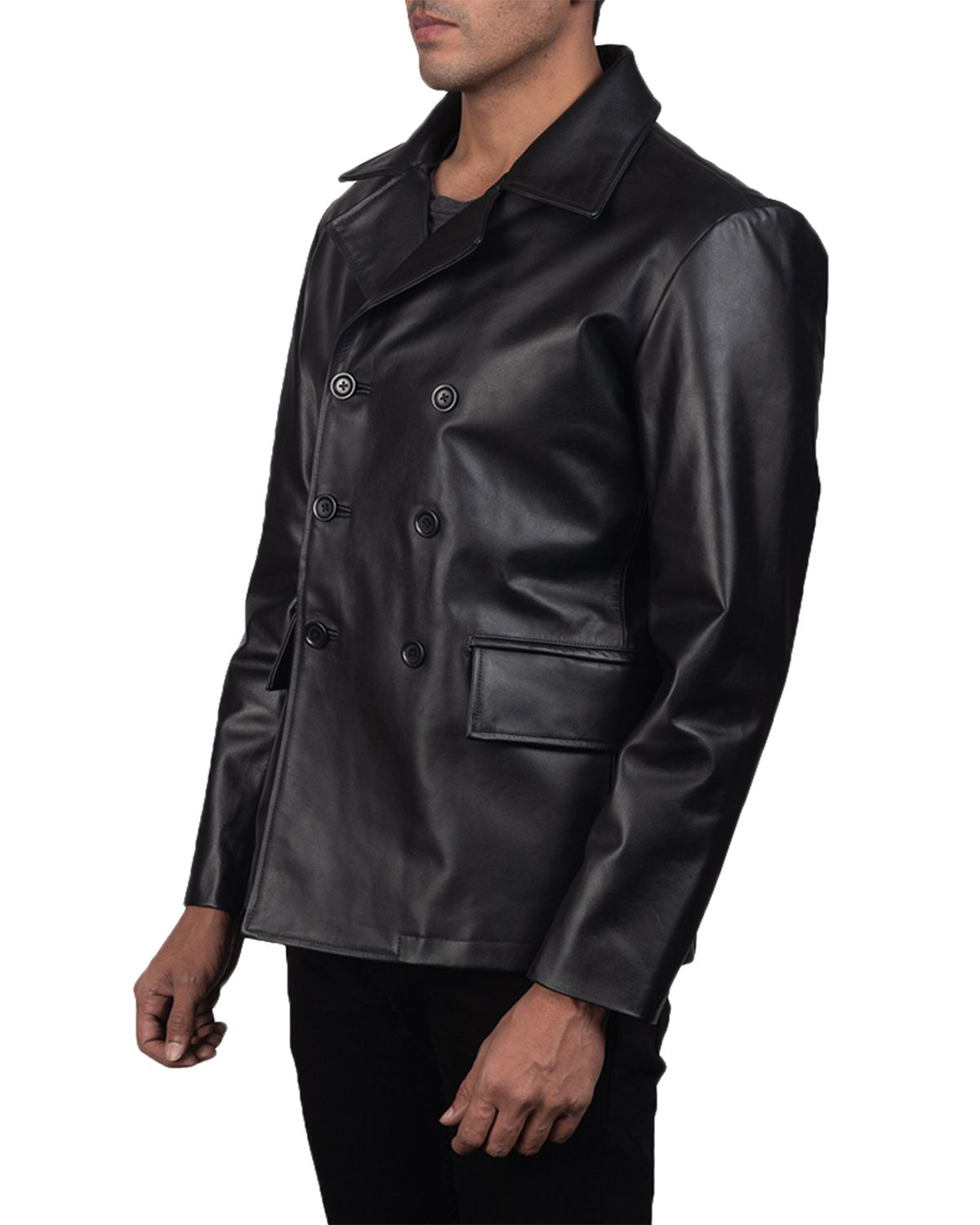 Mens Naval Real Leather Peacoat