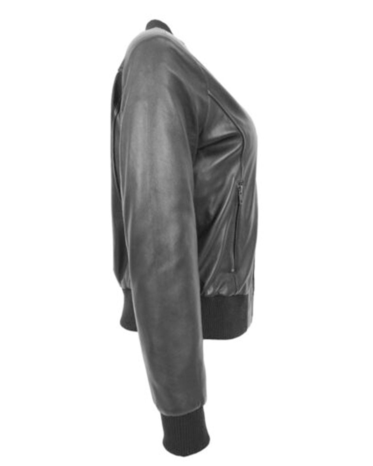 Womens Stylish Black Bomber Leather Jacket