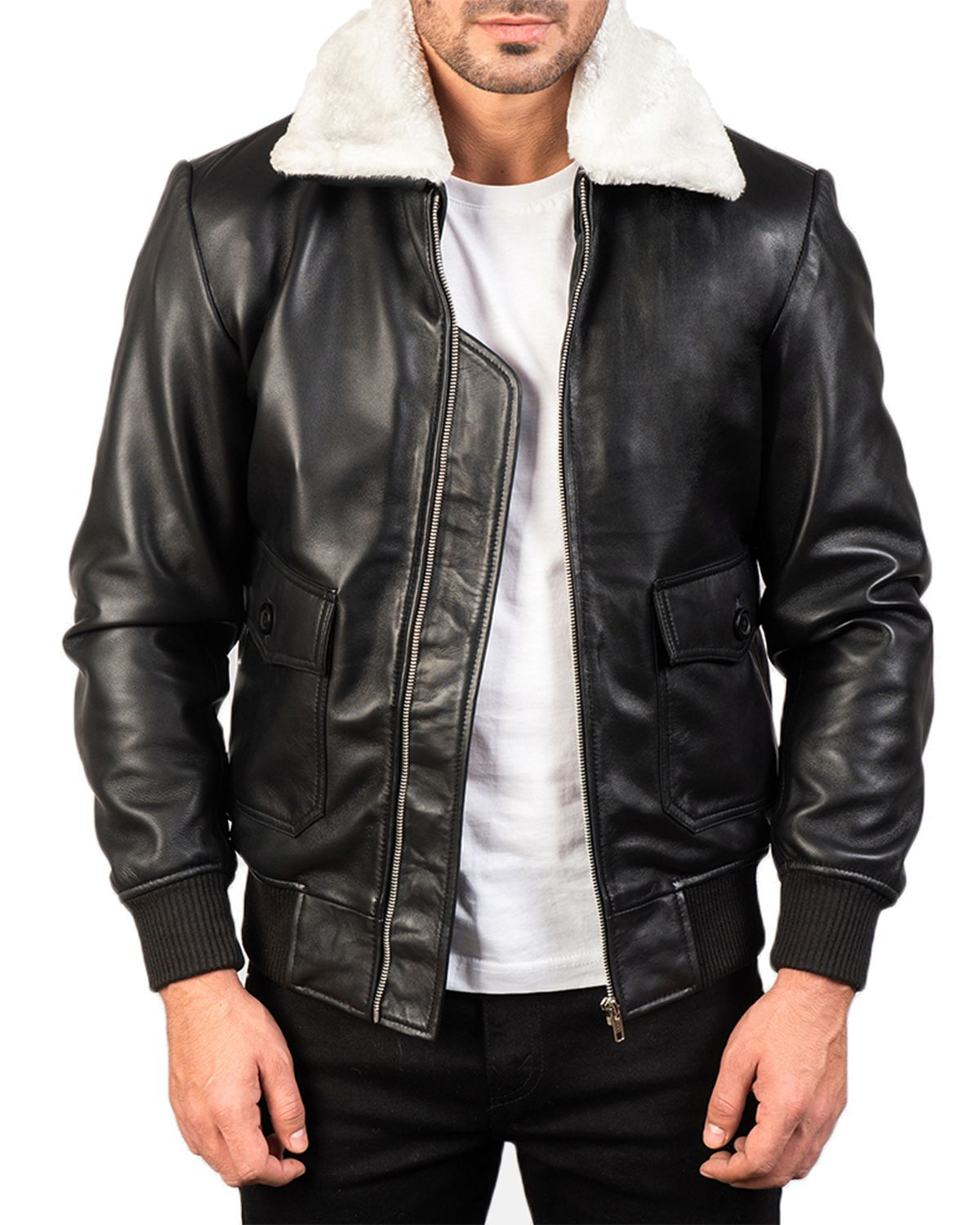 Mens G-1 Bomber Real Sheepskin Leather Jacket