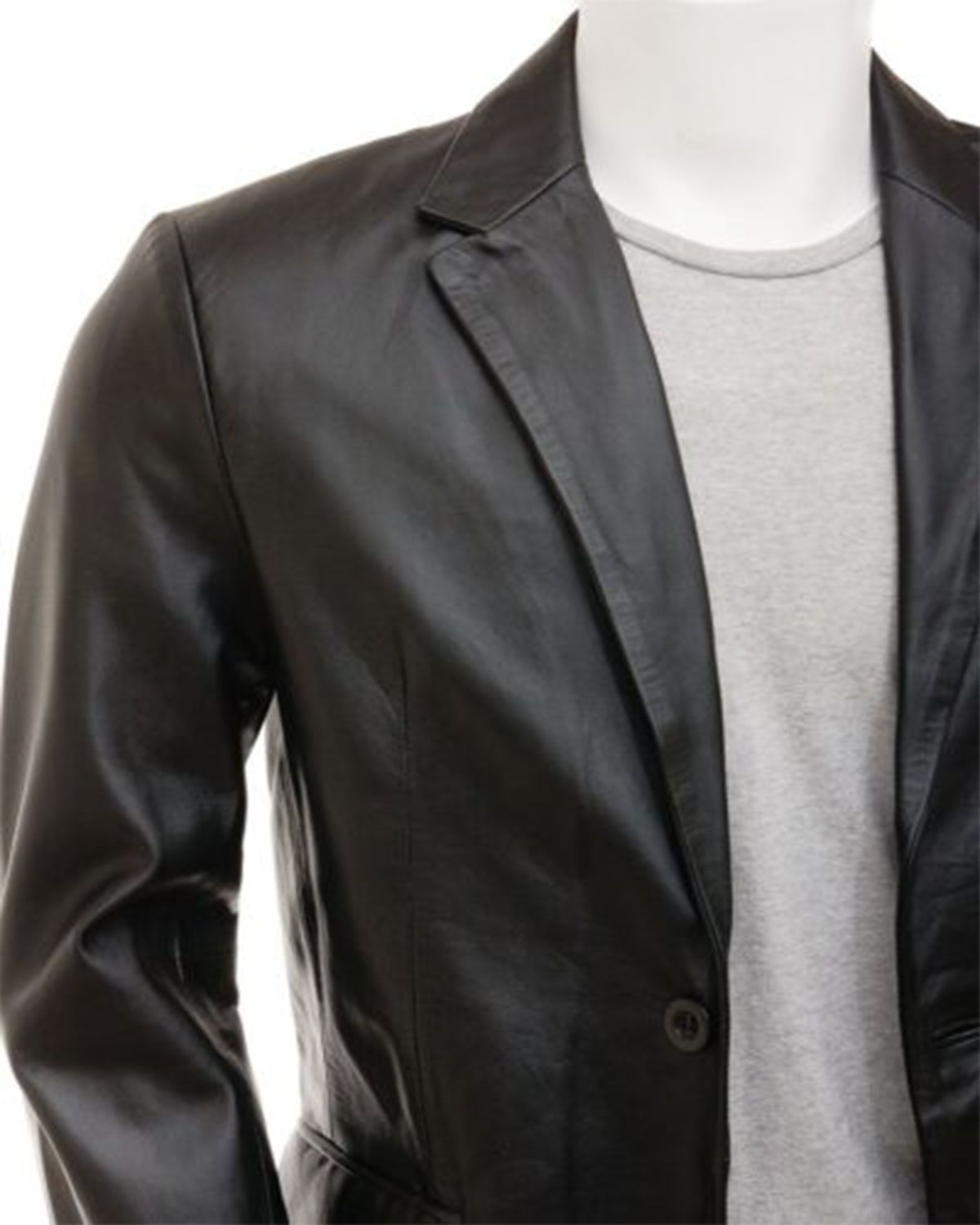 Mens Simple Leather Blazer