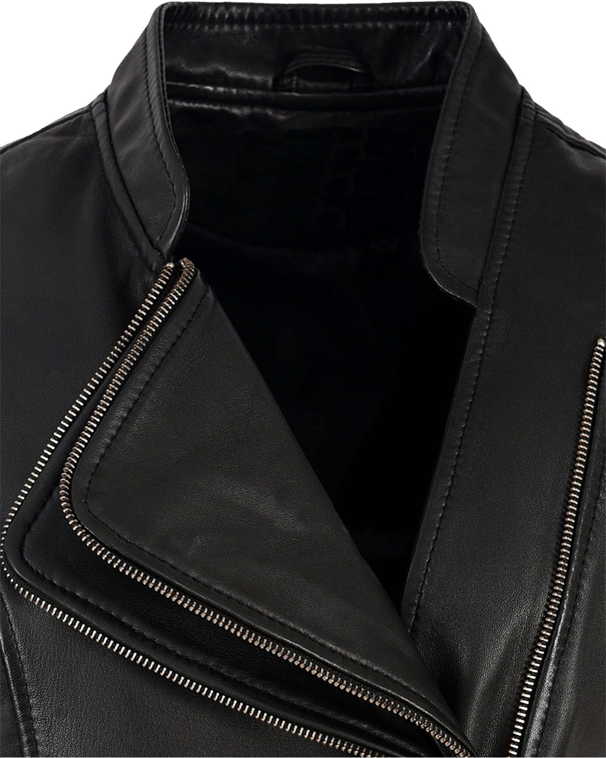 Womens Black Punk Biker Real Sheepskin Leather Vest