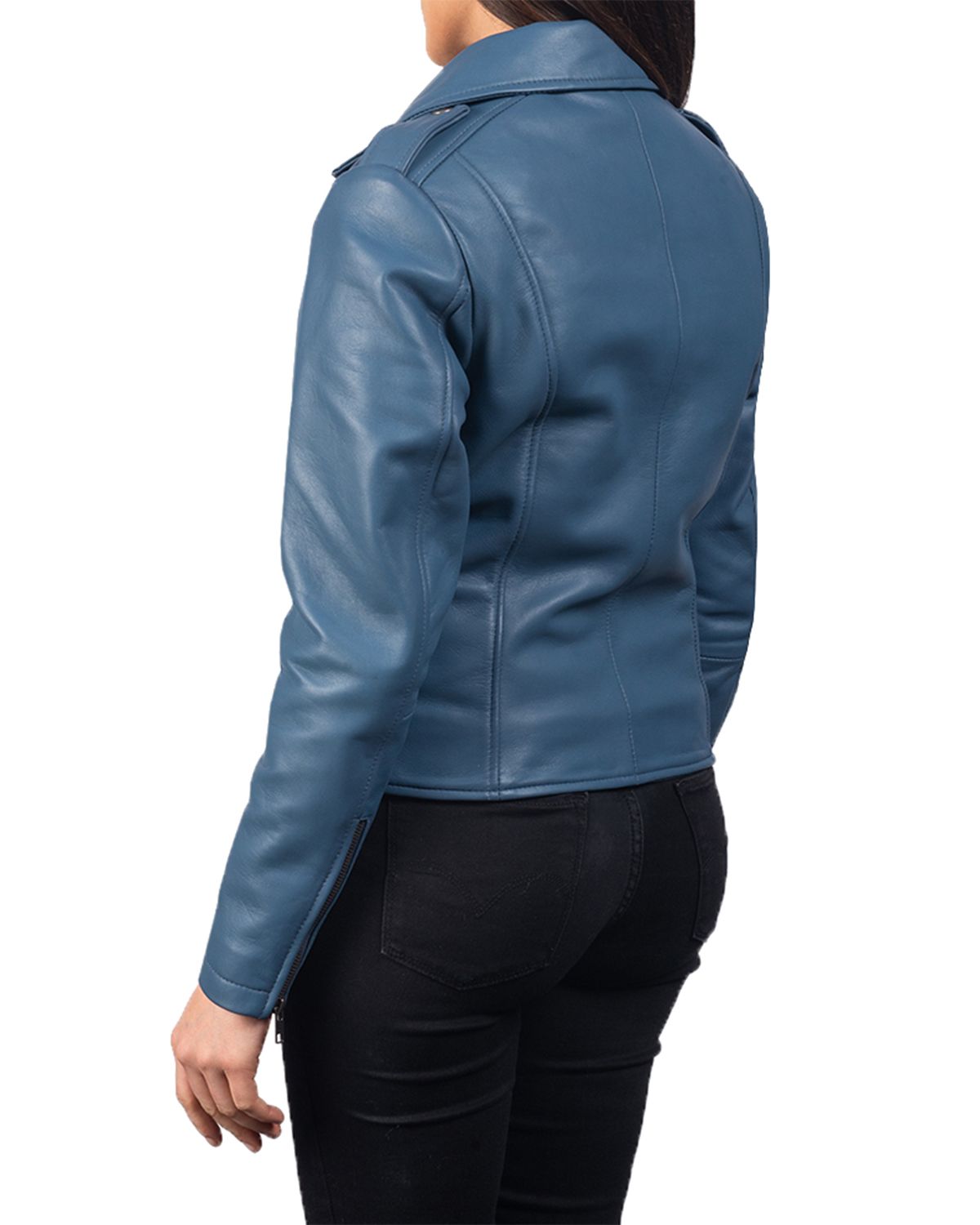 Womens Notch Collar Stylish Biker Leather Jacket