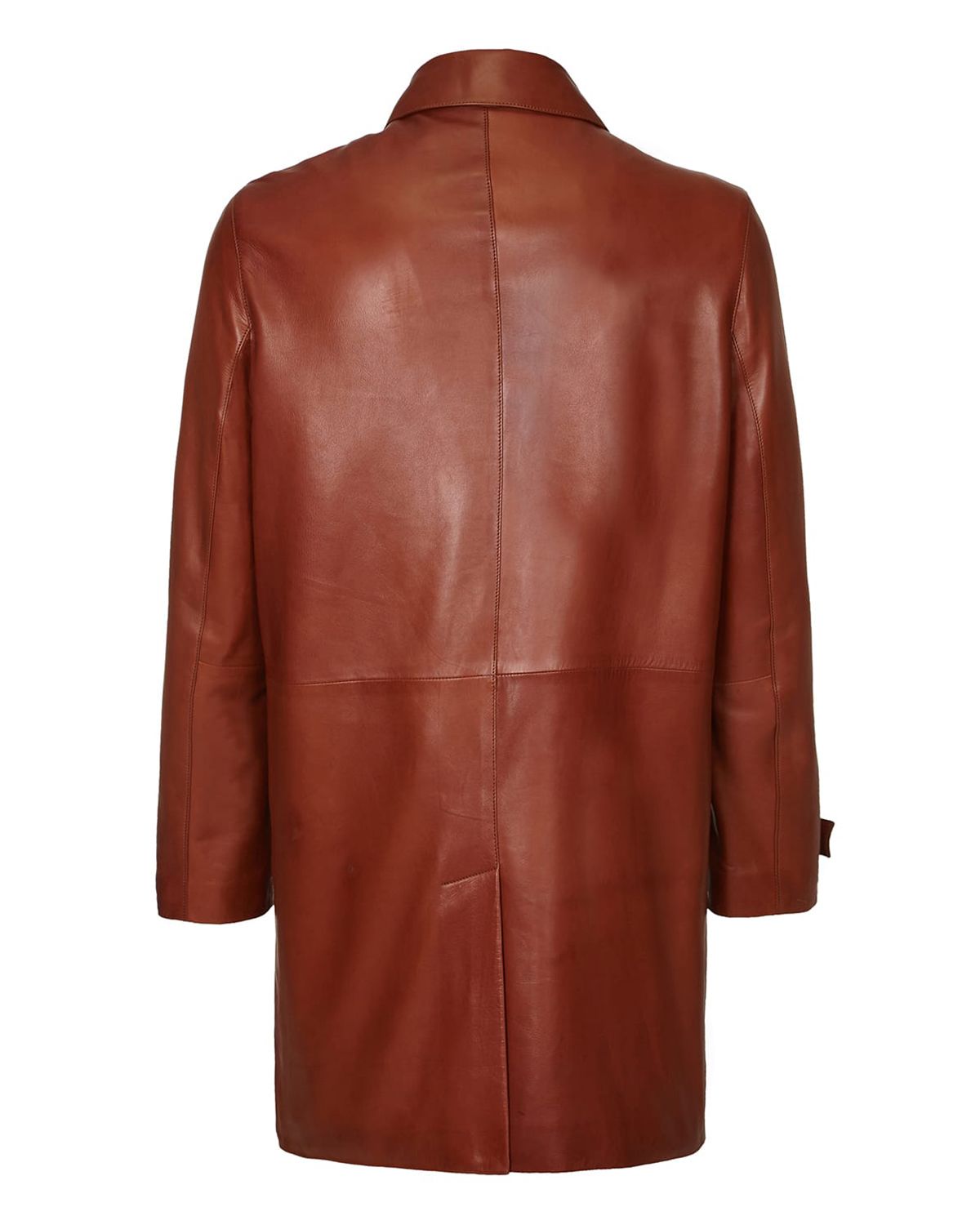Mens Dark Brown Three Quarter Length Real Leather Coat