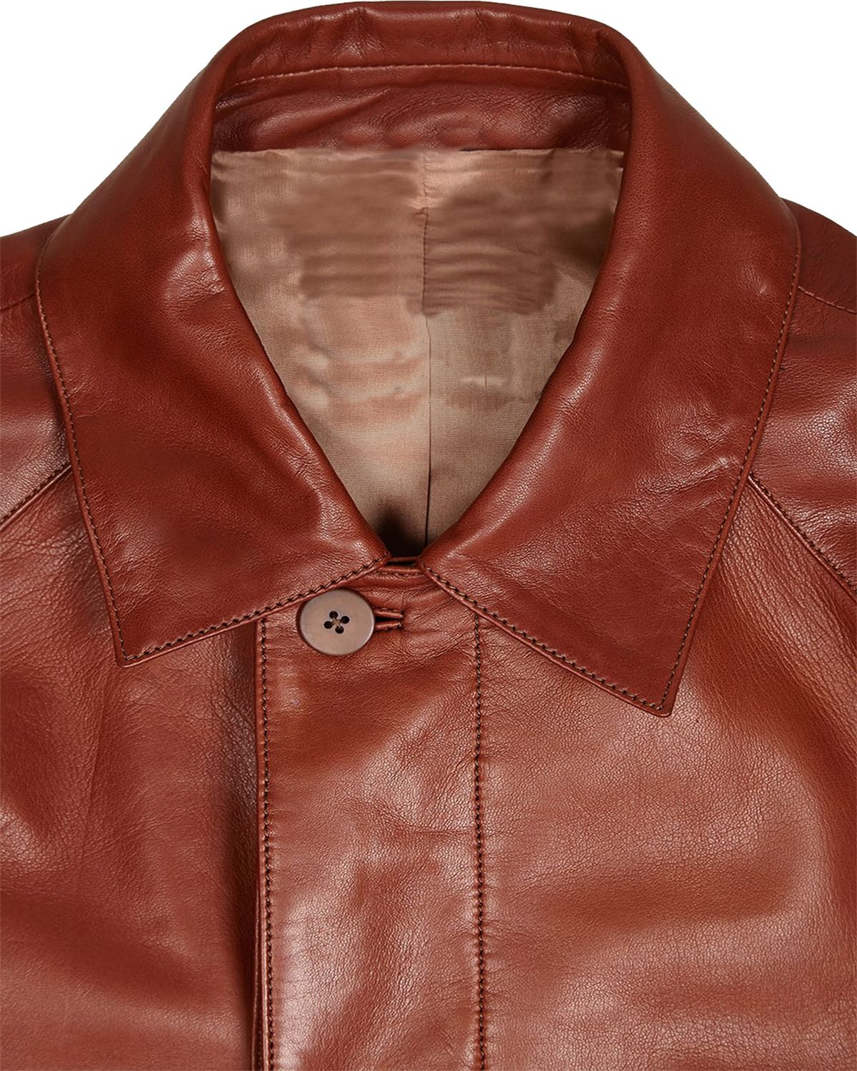 Mens Dark Brown Three Quarter Length Real Leather Coat