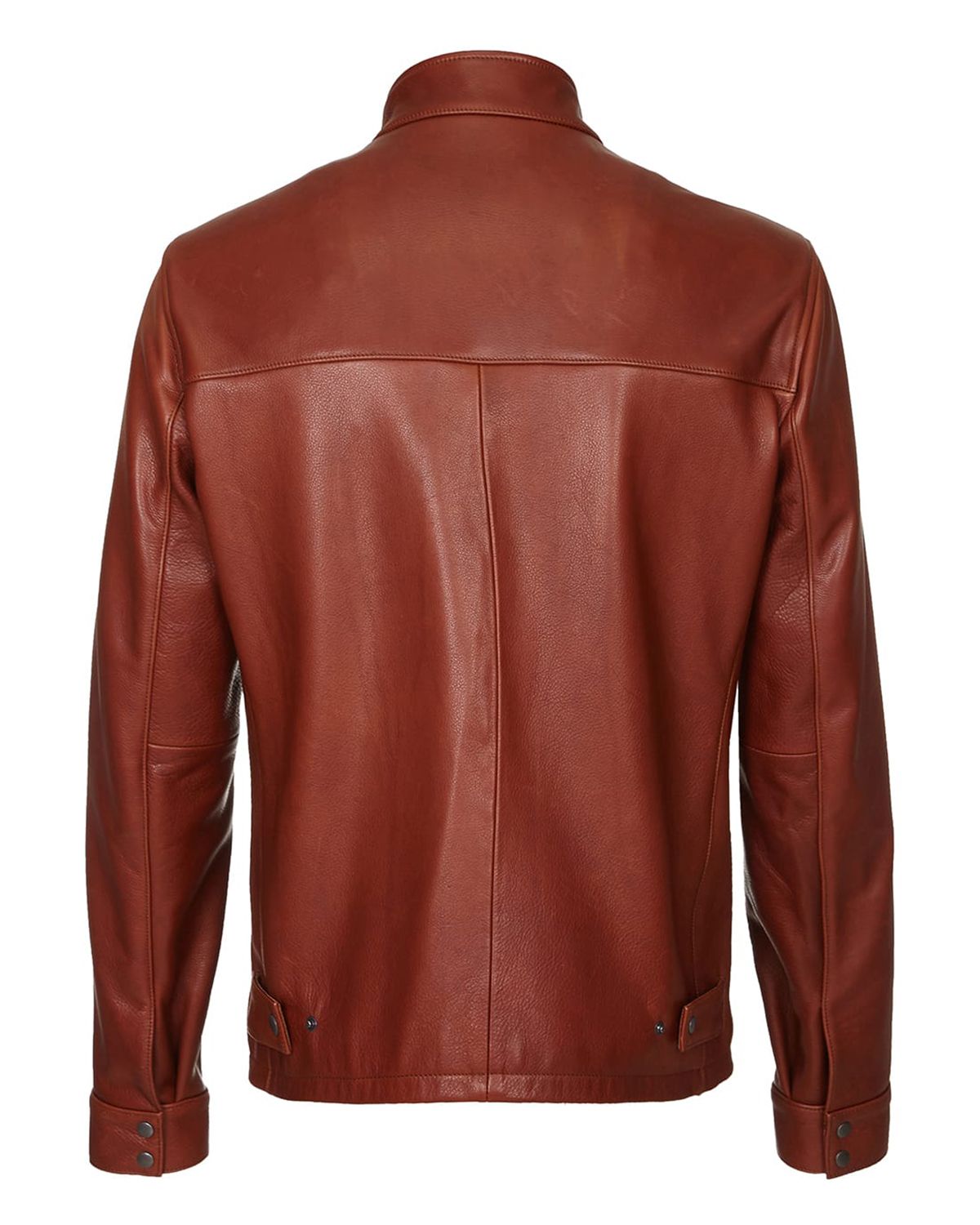 Mens Dark Brown Plain Biker Cafe Racer Jacket