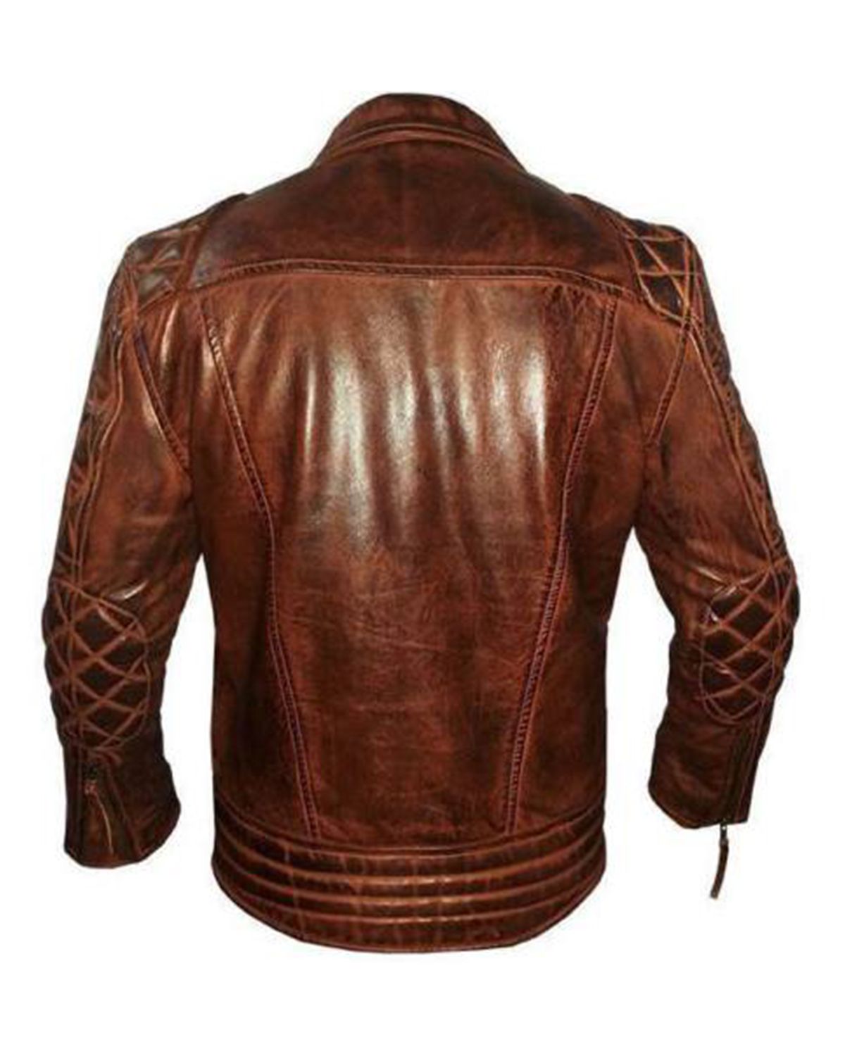 Womens Quilted Brown Biker Real Leather Jacket