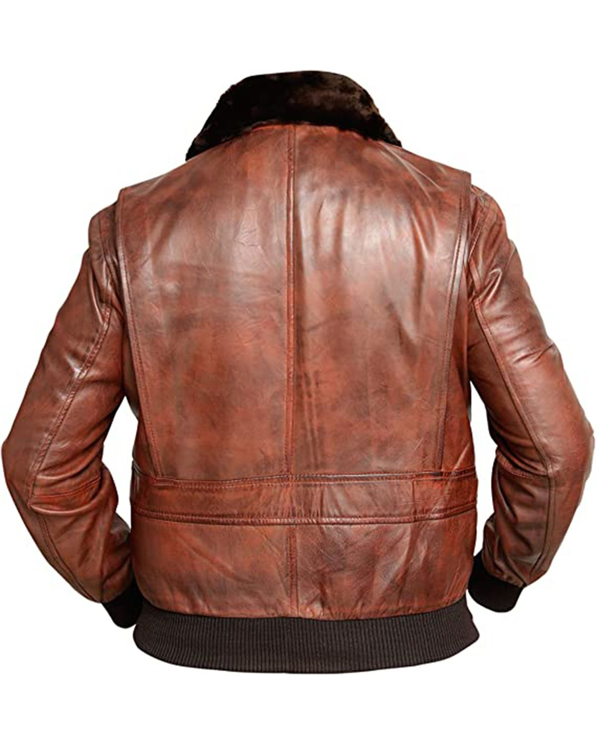 Mens G-1 Navy Distressed Brown Bomber Aviator Real Leather Jacket