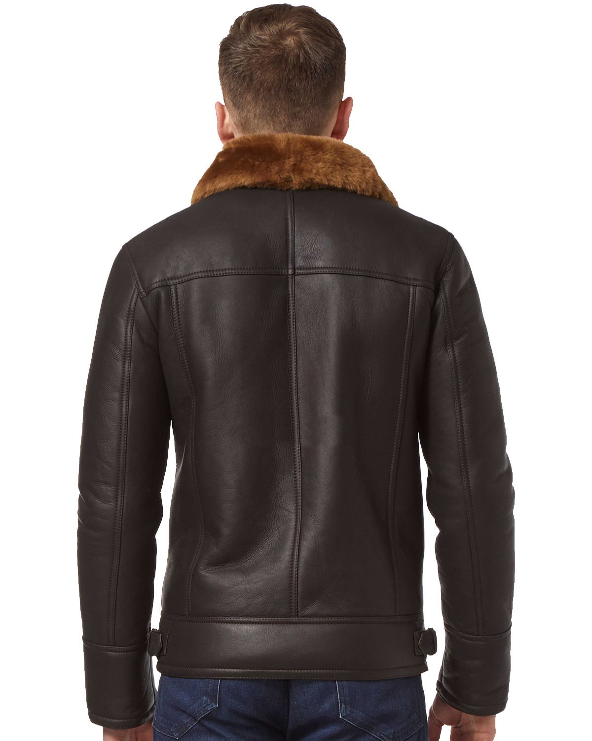Mens Brown Ginger Aviator Bomber Cross Zipper Leather Jacket