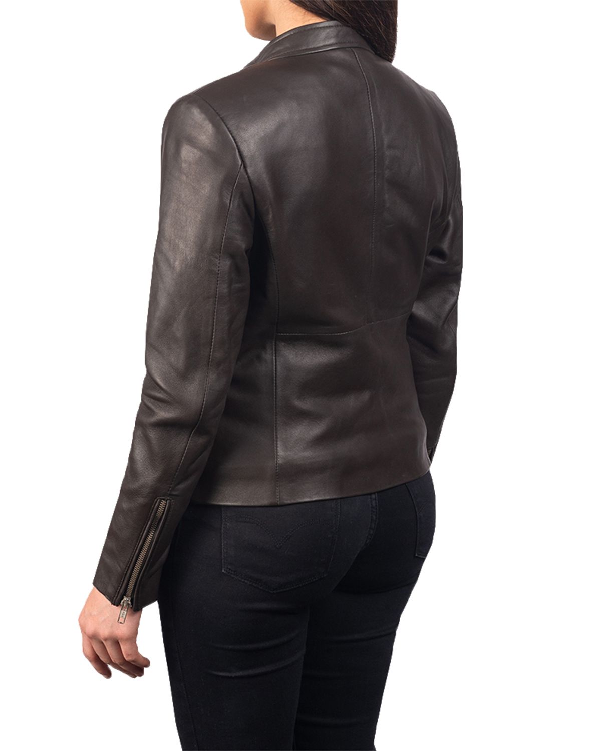 Womens Plain Biker Leather Jacket