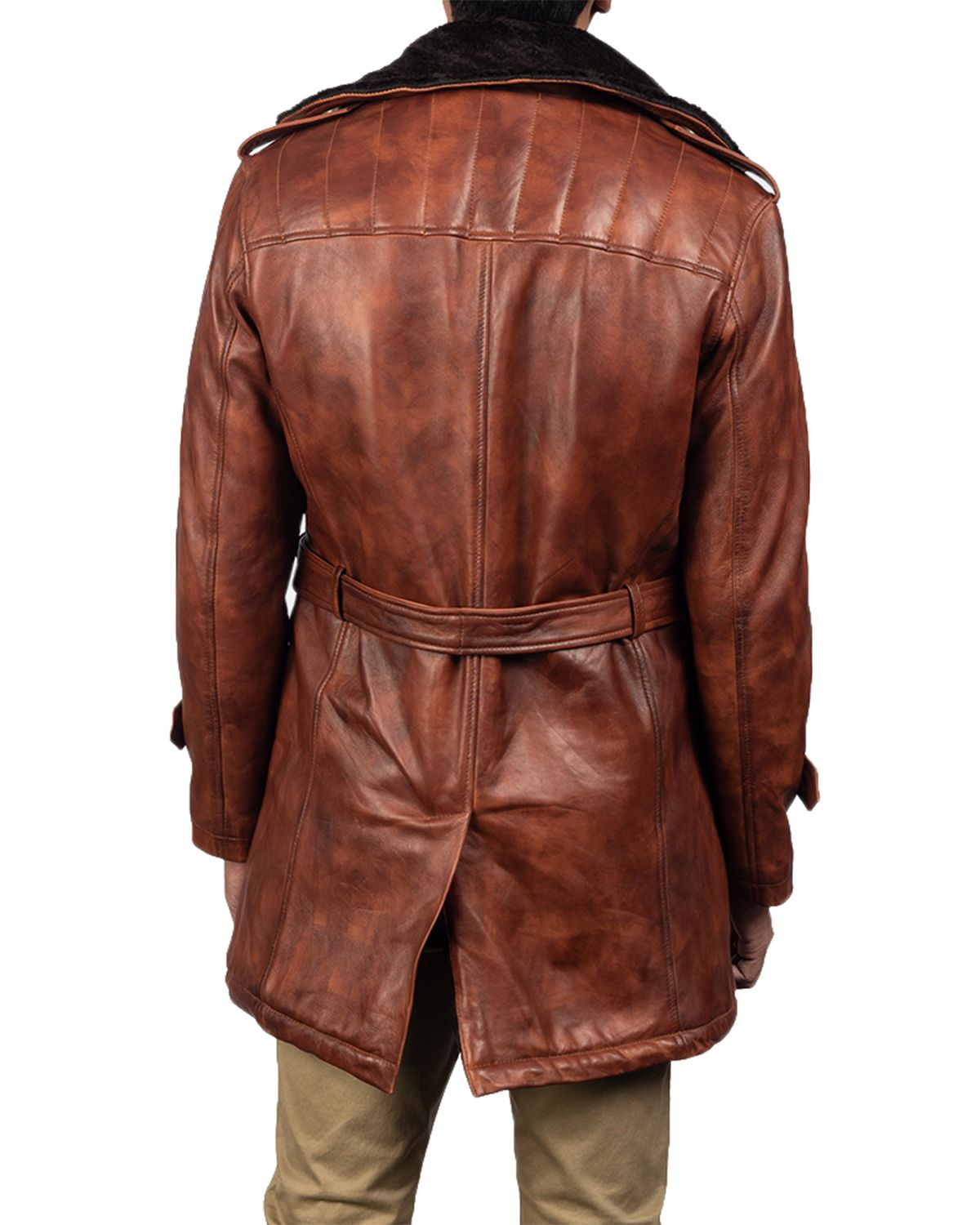 Mens Hunter Distressed Brown Fur Coat