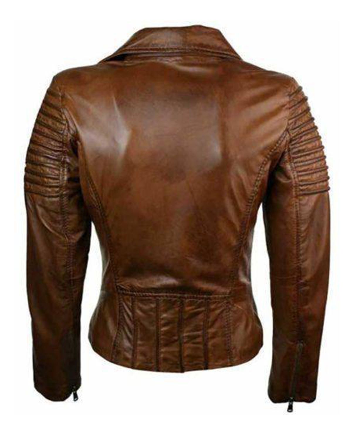 Womens Brown Brando Biker Real Leather Jacket