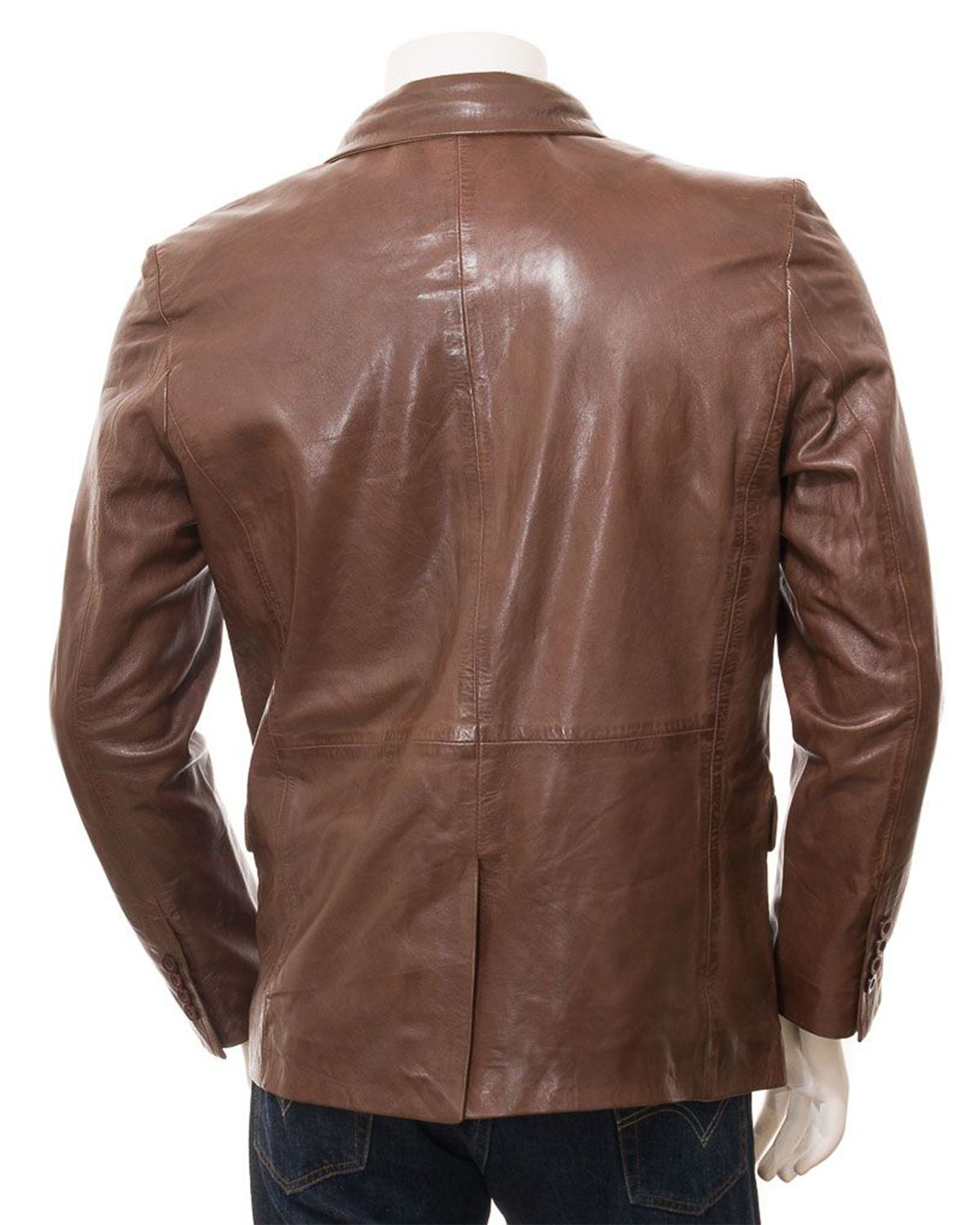 Mens Simple Leather Blazer