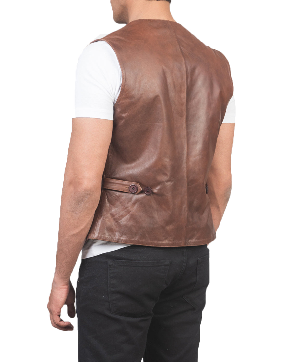 Mens Distressed Genuine Sheepskin Leather Vest
