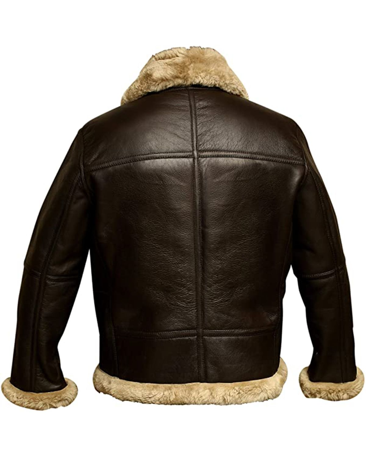 Mens RAF Aviator Brown B3 Bomber Genuine Sheepskin Leather Jacket