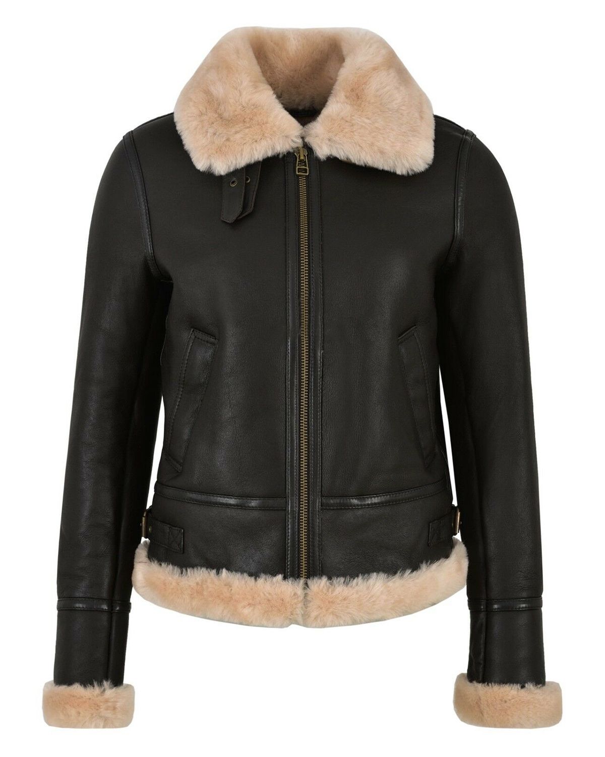 Womens RAF B3 Flying Bomber Aviator Style Leather Jacket