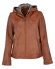 Womens Two-In-One Leather Hooded Jacket