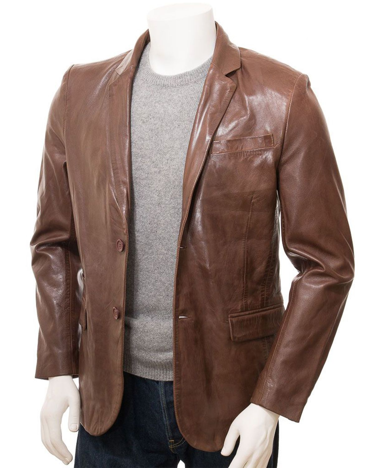 Mens Simple Leather Blazer