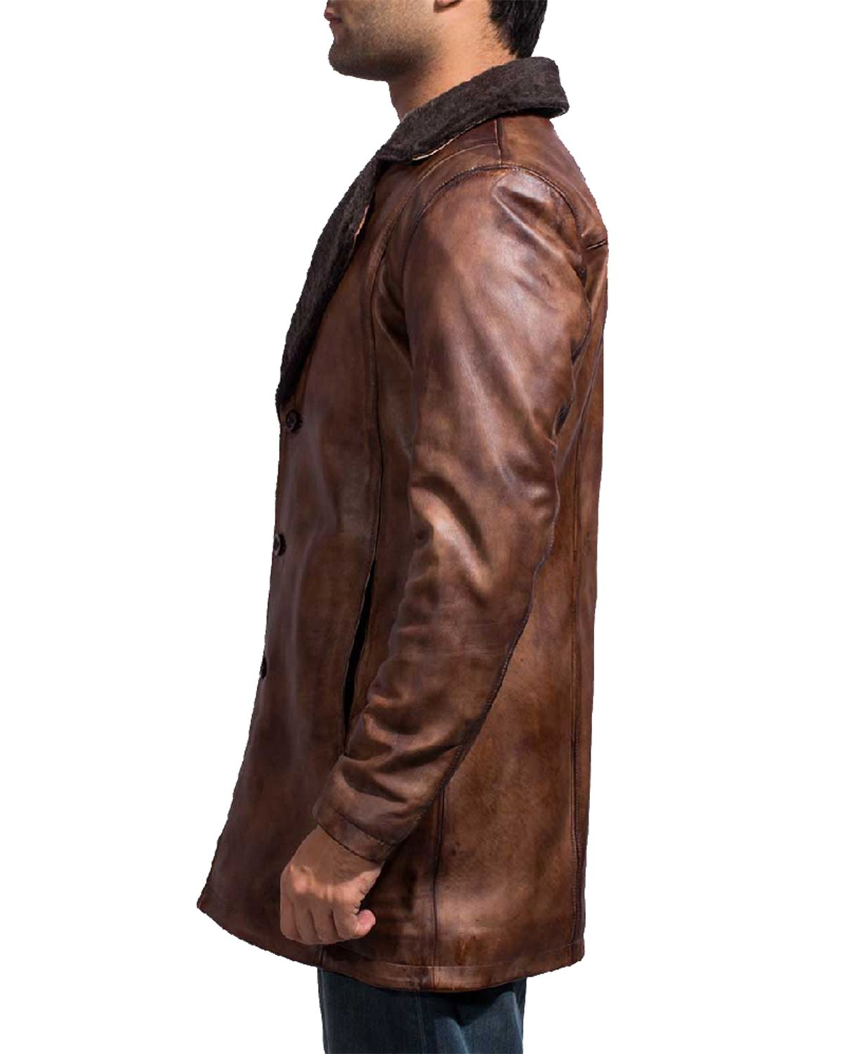 Mens Distressed Brown Fur Coat