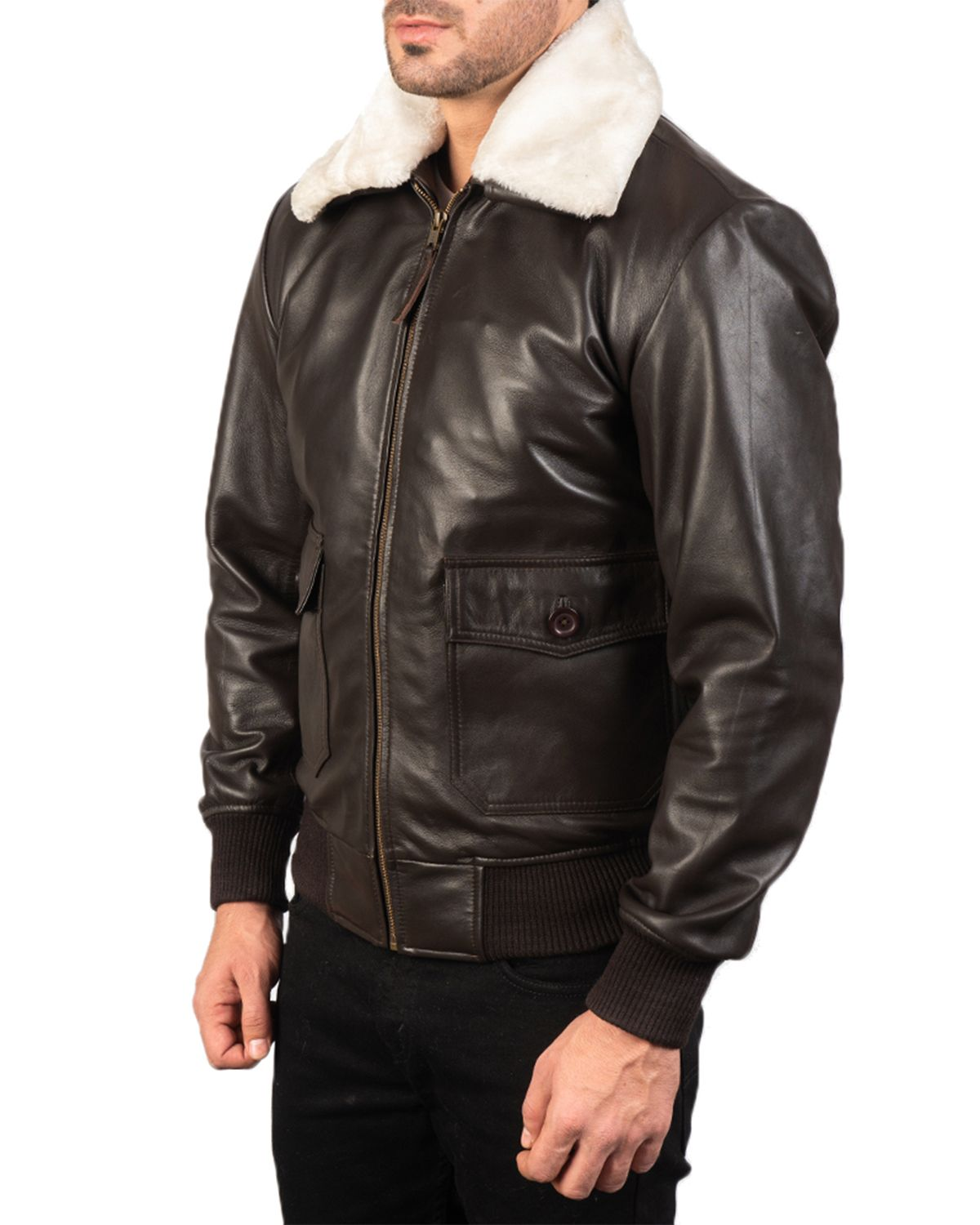 Mens G-1 Bomber Real Sheepskin Leather Jacket