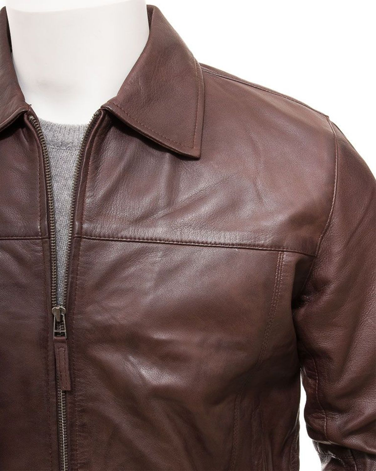 Mens Harrington Style Real Sheepskin Leather Jacket