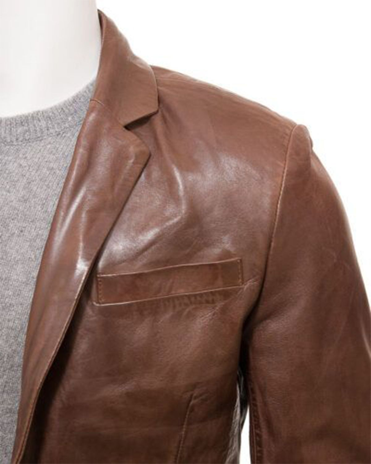 Mens Simple Leather Blazer
