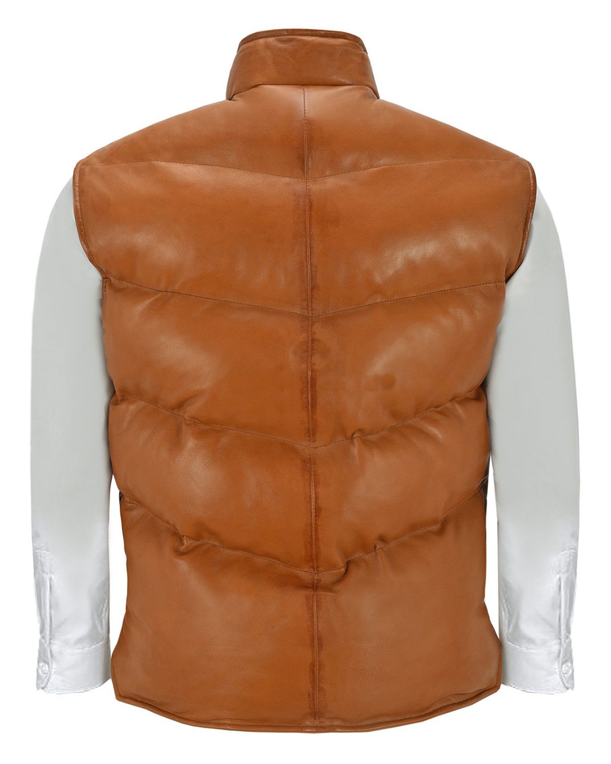 Mens Puffer Padded Style Leather Vest