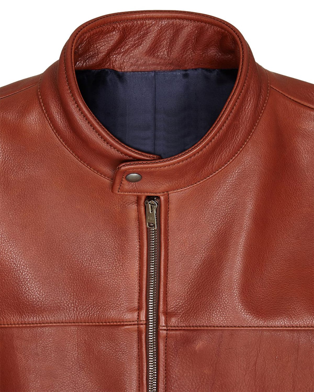 Mens Dark Brown Plain Biker Cafe Racer Jacket