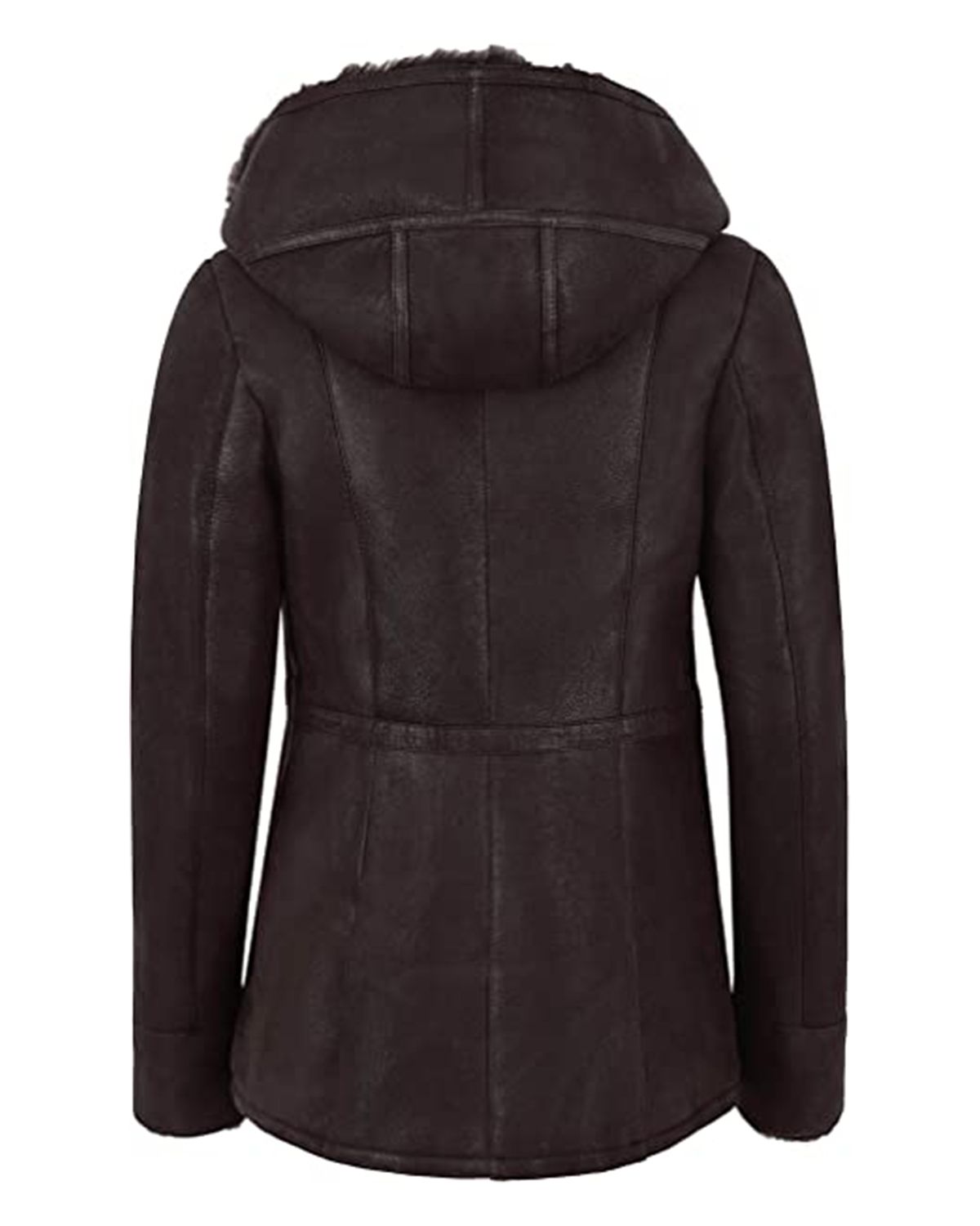 Womens Hooded Fur Shearling Long Jacket
