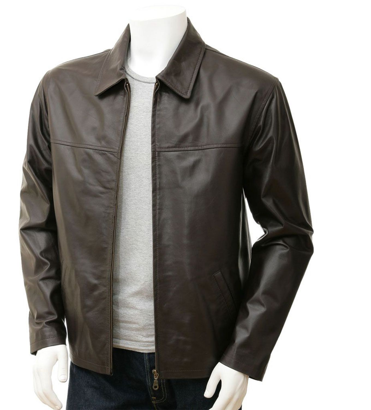 Mens Harrington Style Real Sheepskin Leather Jacket