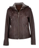 Womens Two-In-One Leather Hooded Jacket