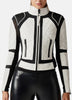 Womens White and Black Biker Leather Jacket