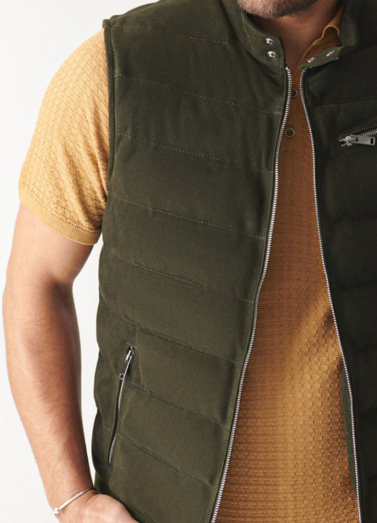 Mens eaweed Green Suede Leather Vest