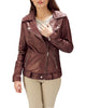 Womens Maroon Biker Leather Jacket