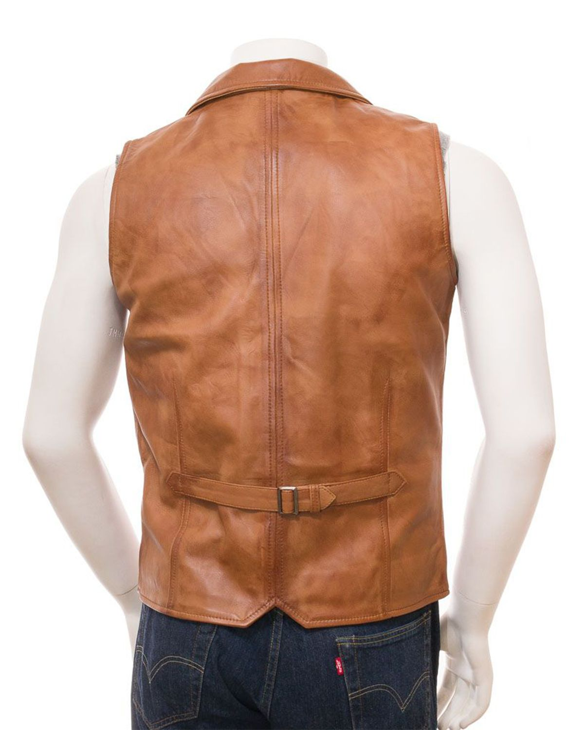 Mens Distressed Genuine Sheepskin Leather Vest