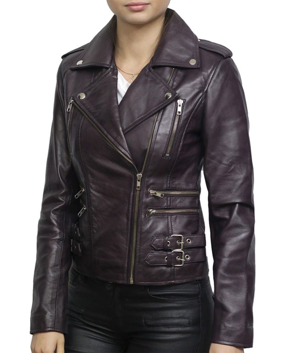 Womens Purple Retro Biker Jacket